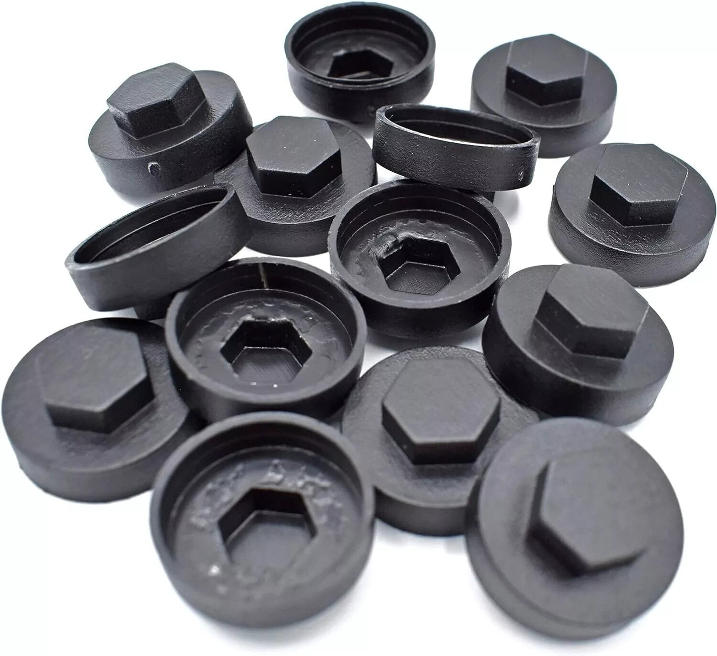 Pack of 1000, 16mm Black Plastic Hex Caps For Gash Point Roofing Tek Screws