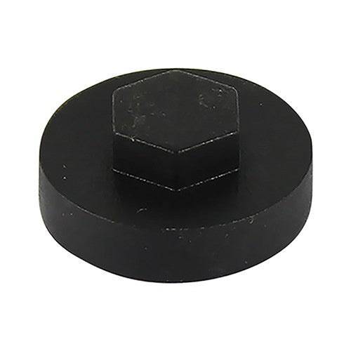Pack of 250, 16mm Black Plastic Hex Caps To Fit Tek Roofing Screws with 8mm Head