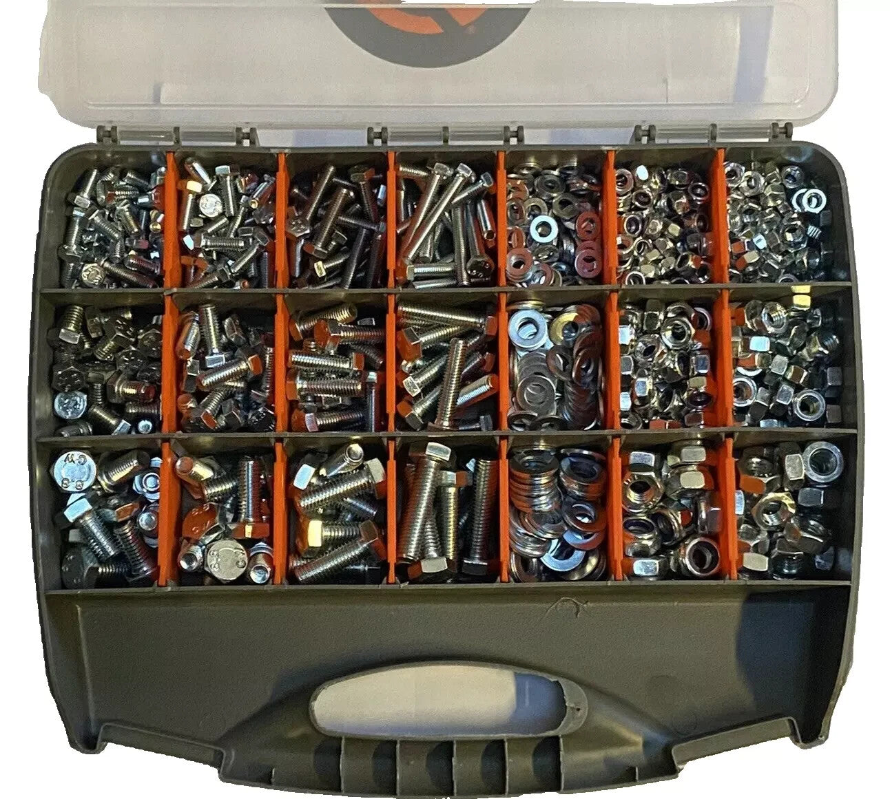 HUGE 2000 Piece Assorted Zinc Fastener Kit M5 M6 M8 M10 M12 Nuts Bolts Washers
