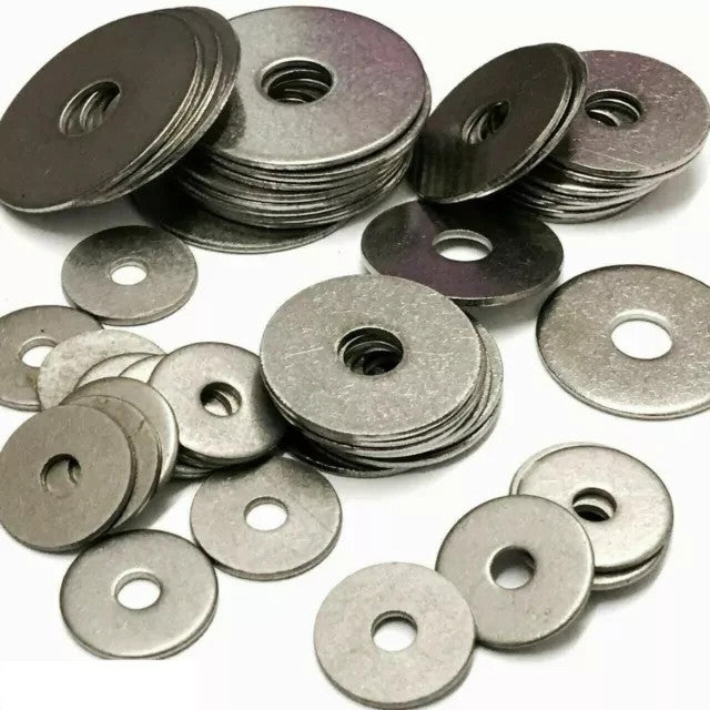A2 Stainless Steel Penny / Fender Large Diameter Washers - 1kg of Assorted Sizes