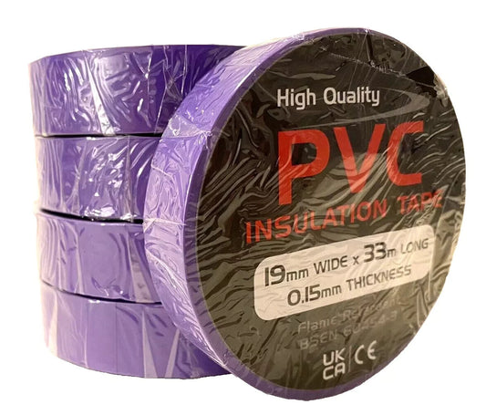 10 Rolls of PURPLE 19mm x 33m ELECTRICAL PVC INSULATION TAPE FLAME RETARDANT