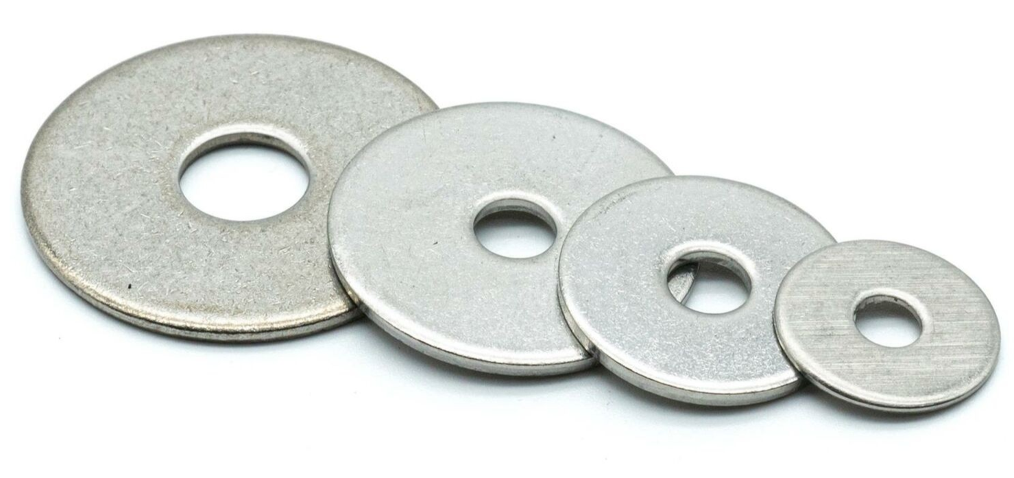 A2 Stainless Steel Penny / Fender Large Diameter Washers - 1kg of Assorted Sizes
