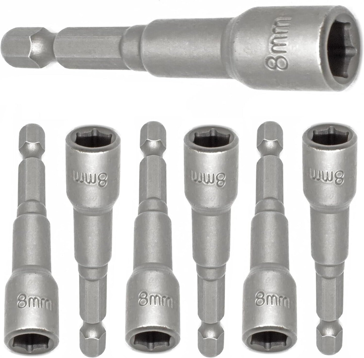8mm (5/16") TEK SCREW Nut Socket Driver Bit Magnetic - Pack of 6